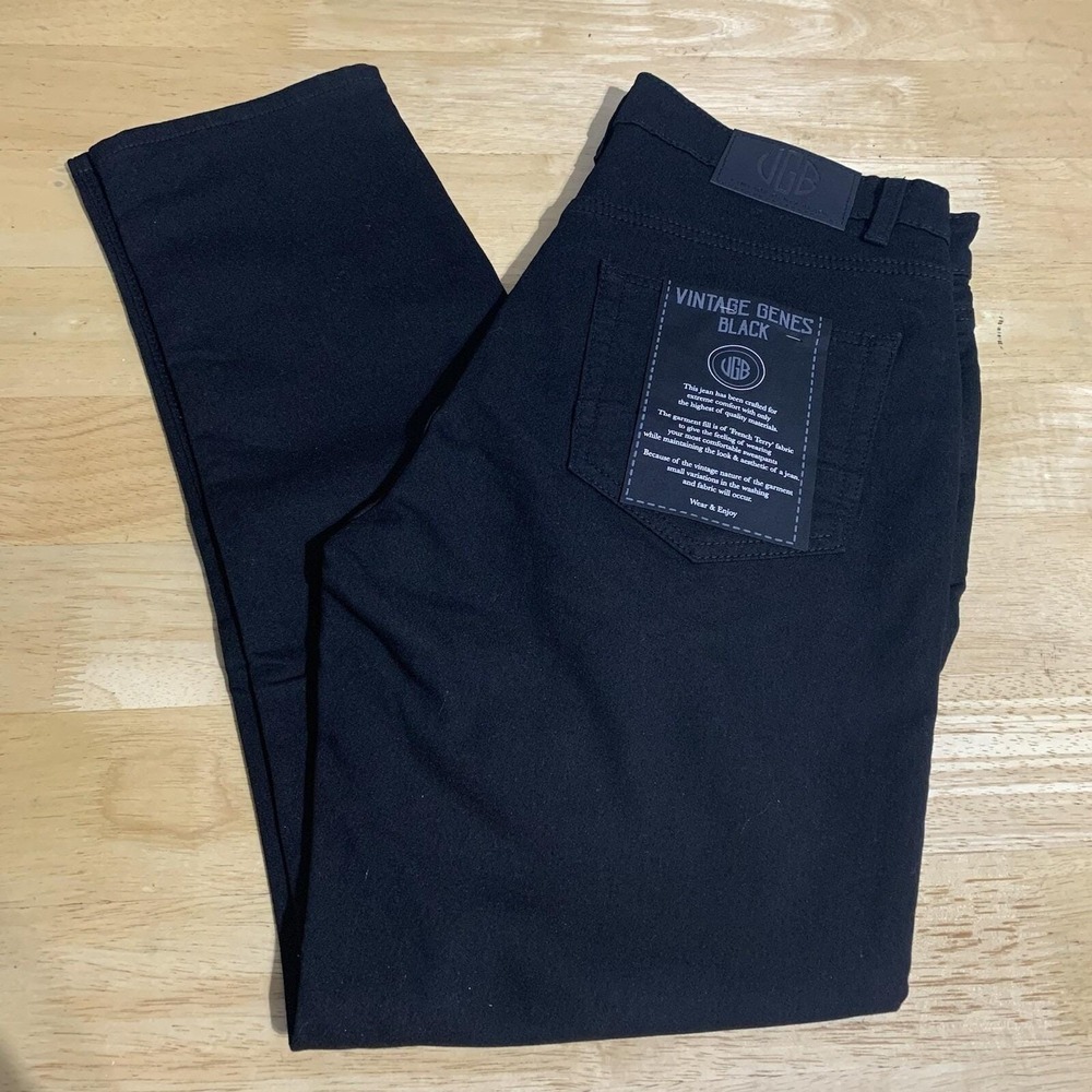VGB Vintage Genes Black Slim Fit‎ Comfort French Terry Denim Jeans Men's W42x30L